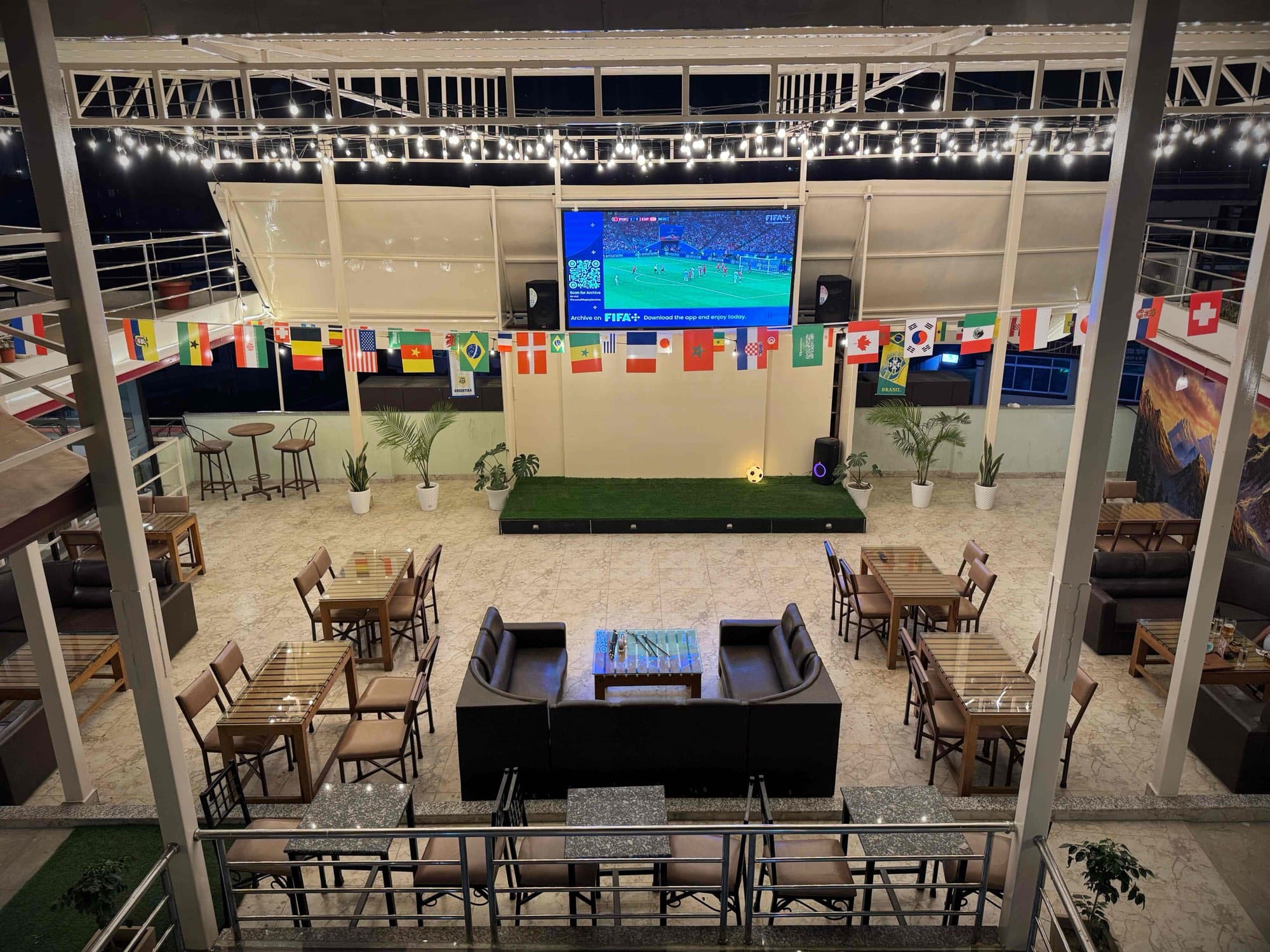Match night on the 130″ LED screen